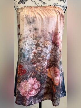 Floral Strapless Tube Top in Blush and Rose